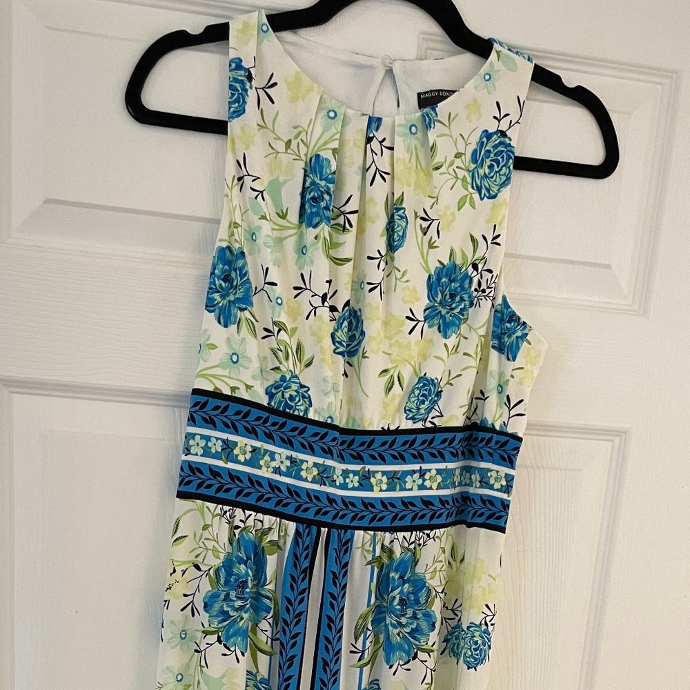 Maggy London Times Floral Pleated Maxi Dress - EUC - Size 4